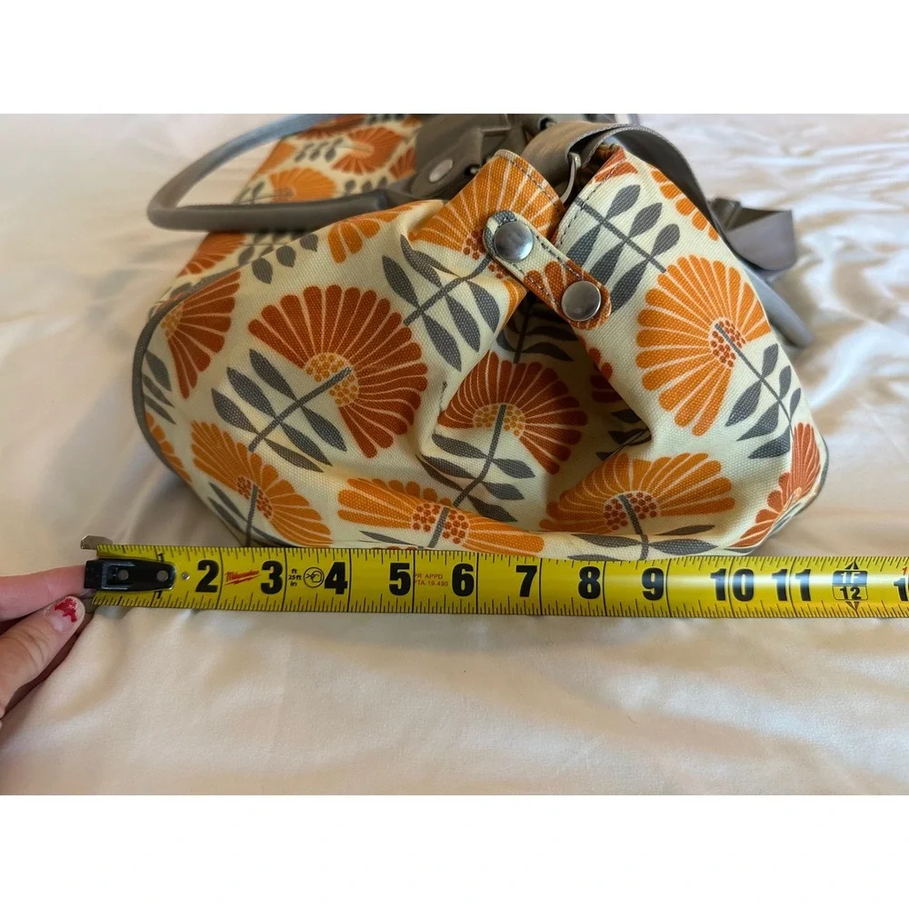 Petunia Pickle Bottom Diaper Bag Orange Grey Floral Glazed Canvas Tote Crossbody